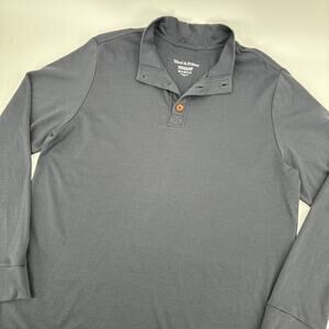 Wool & Prince Shirt Men XL Gray Merino Wool Henley Sweater Heavyweight